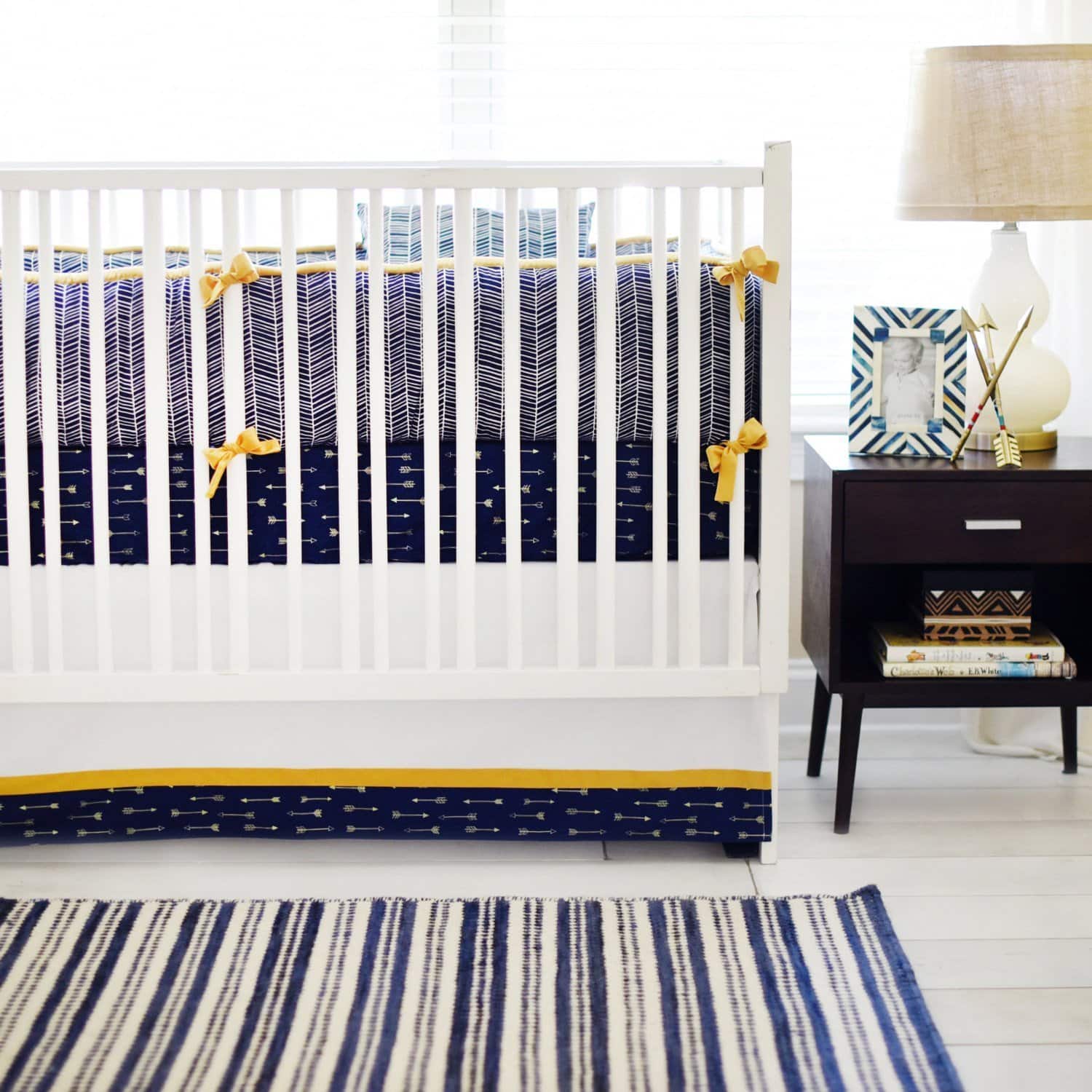 blue and gold crib bedding