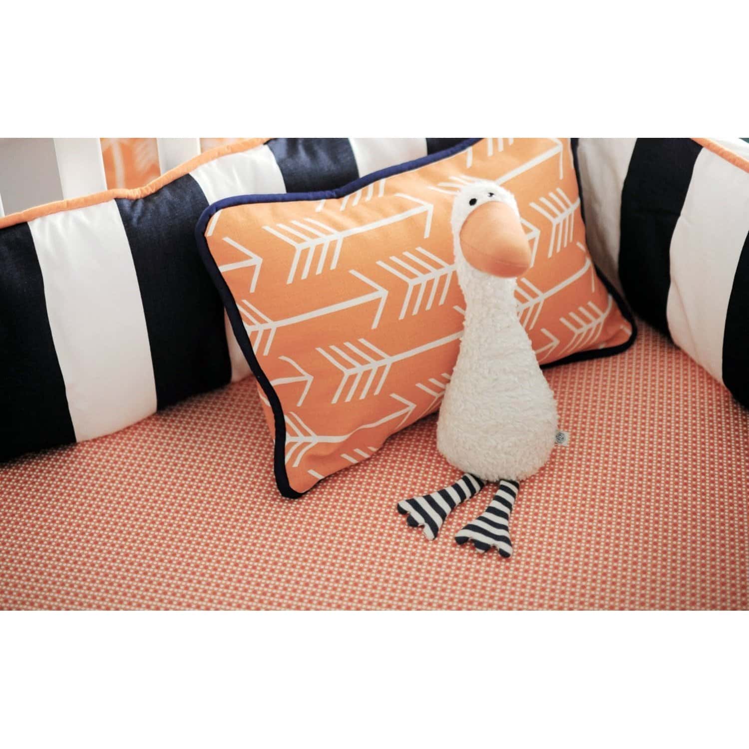 navy and orange crib bedding