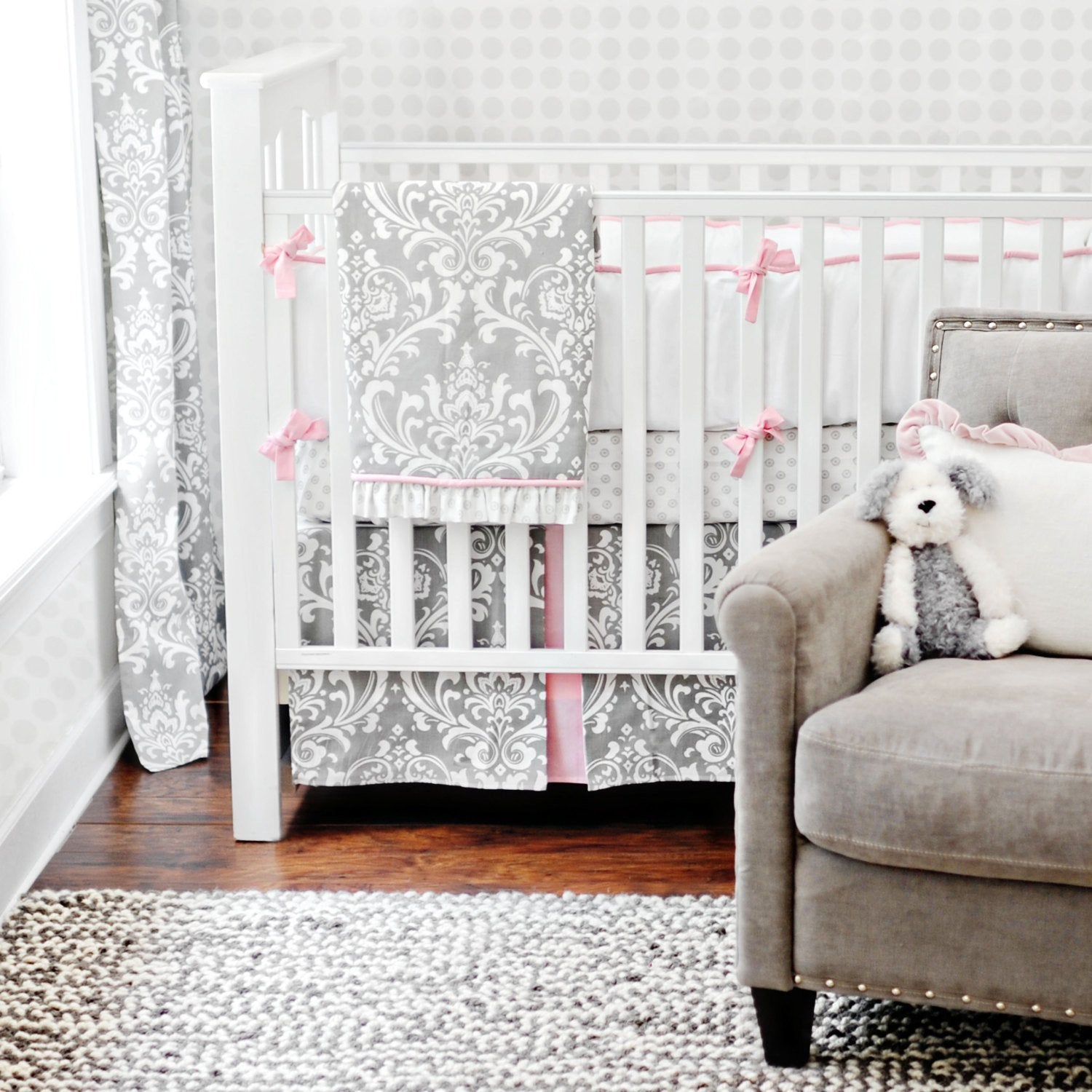 Pink Gray Stella Gray Baby Bedding Set Jack And Jill Boutique