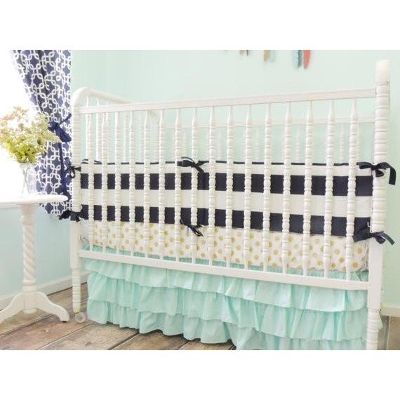 Ruffled Skirt Baby Bedding Navy Blue Aqua Crib Bedding Jack