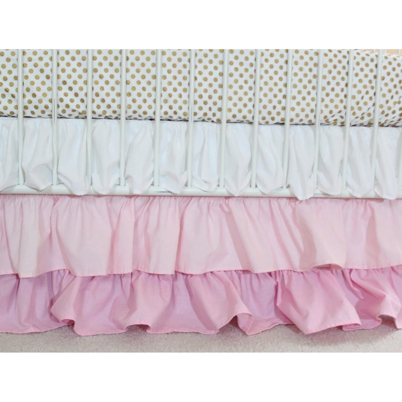 Waterfall Ruffle 3 Tier Crib Skirt Pink Blush Caden Lane Sale