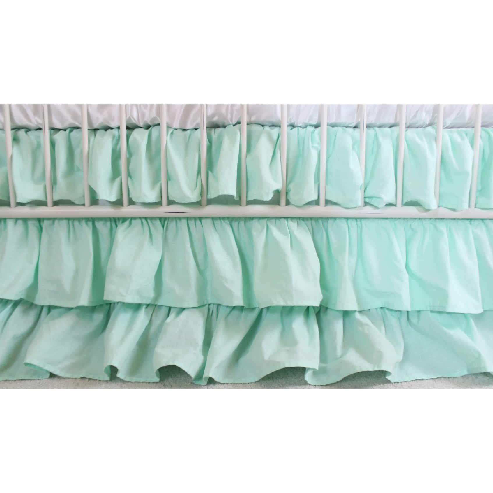 Baby Nursery Solid 3 Tiered Ruffled Crib Skirt Fits Standard Cribs