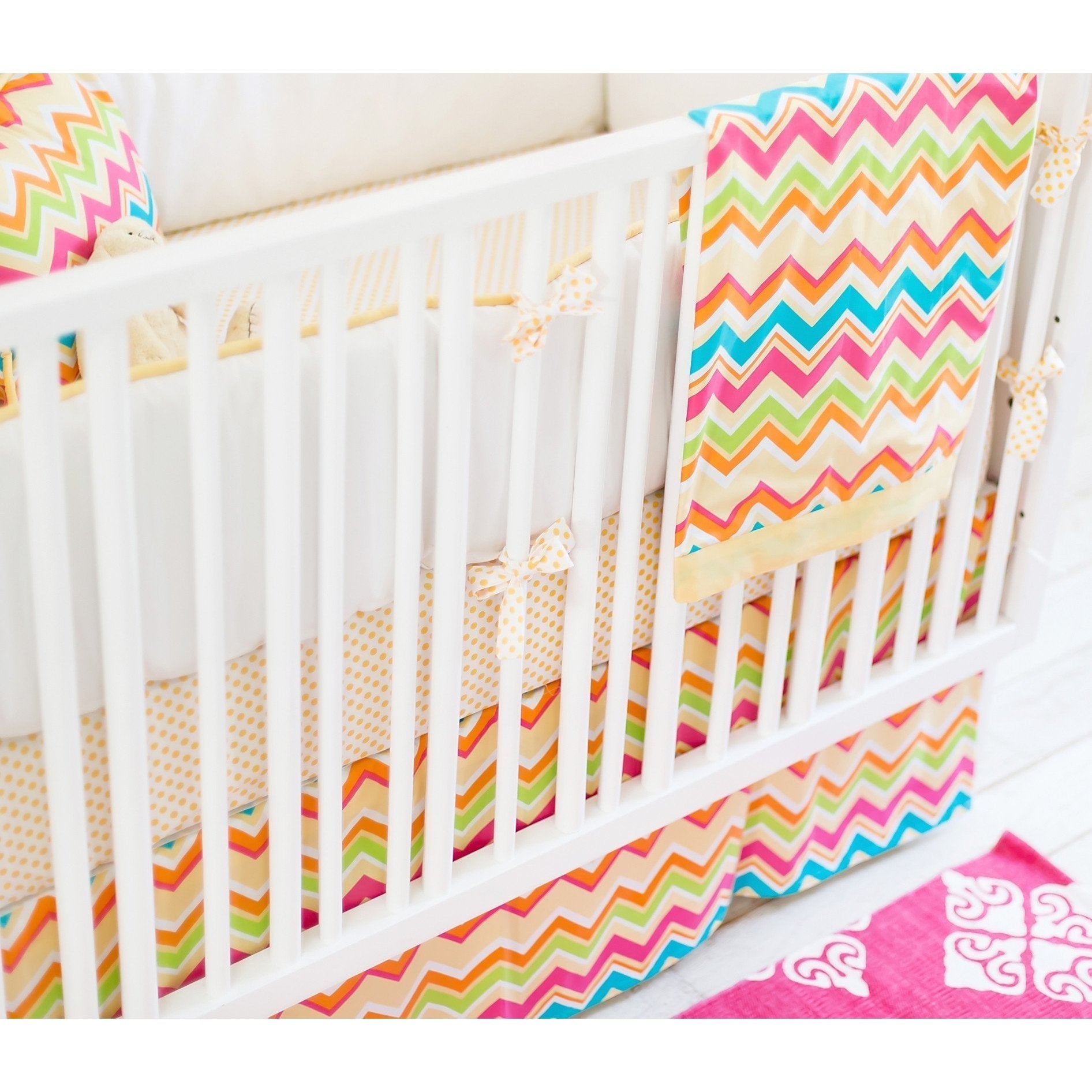 Yellow Pink Chevron Sunnyside Up Baby Bedding Set Jack And