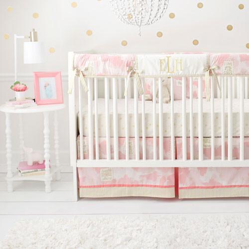 pink and gold crib bedding sets