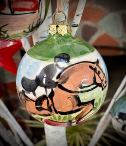 Christmas Holiday Ornaments - Equestrian Hand Painted Ceramic ornaments available in 2.5", 3" & 3.5"
