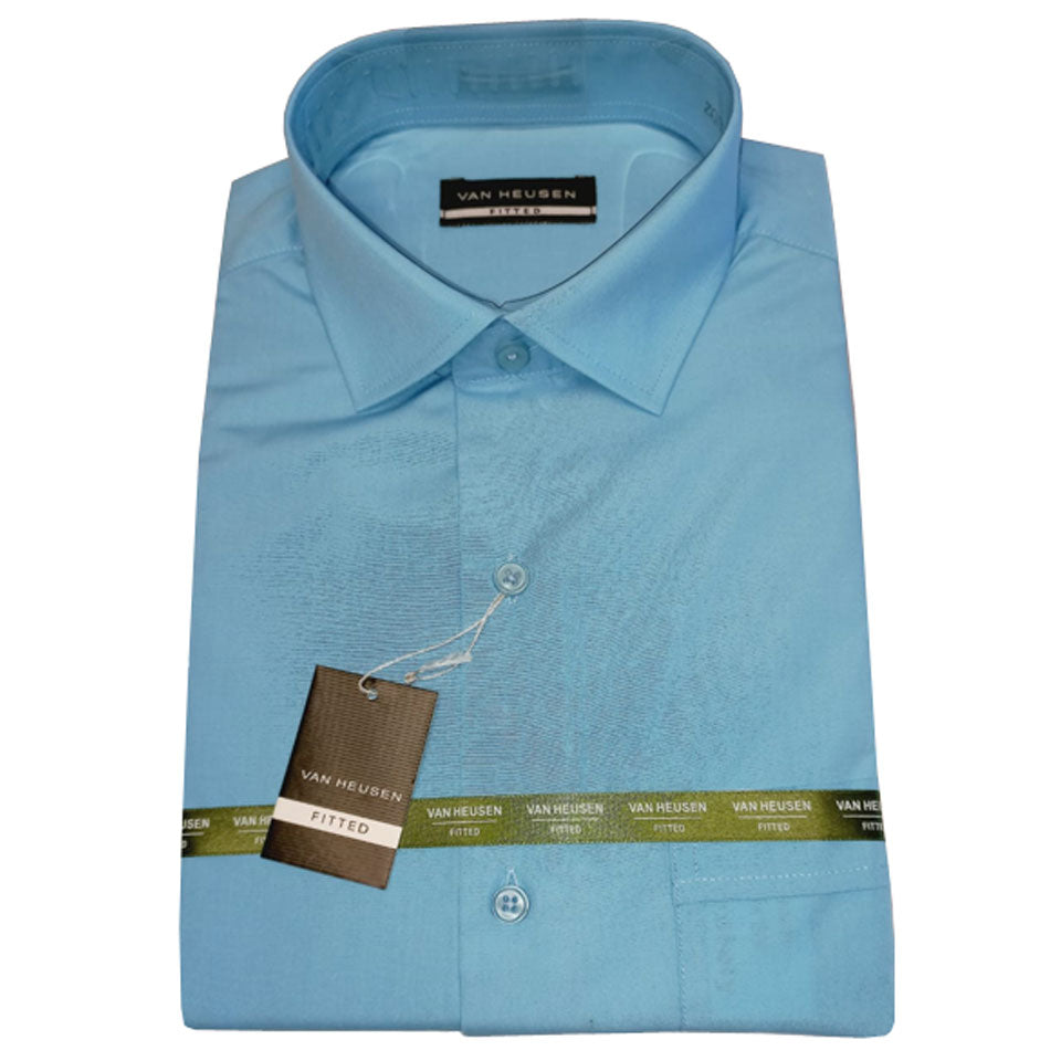 Van Heusen Fitted or Standard Fit Solid Long Sleeve Shirt in Light Blu ...
