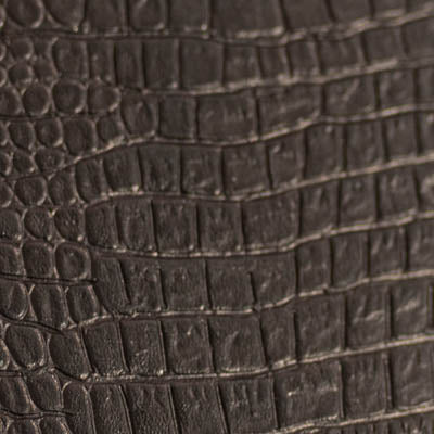 GENUINE leather hide CALFSKIN dark brown crocodile embossed