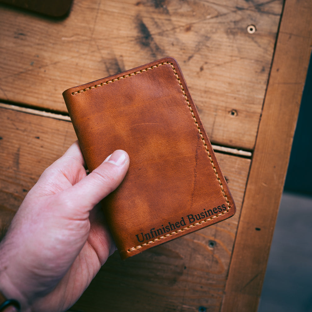 Logo Laser Engraved Billfold Wallet - Brown