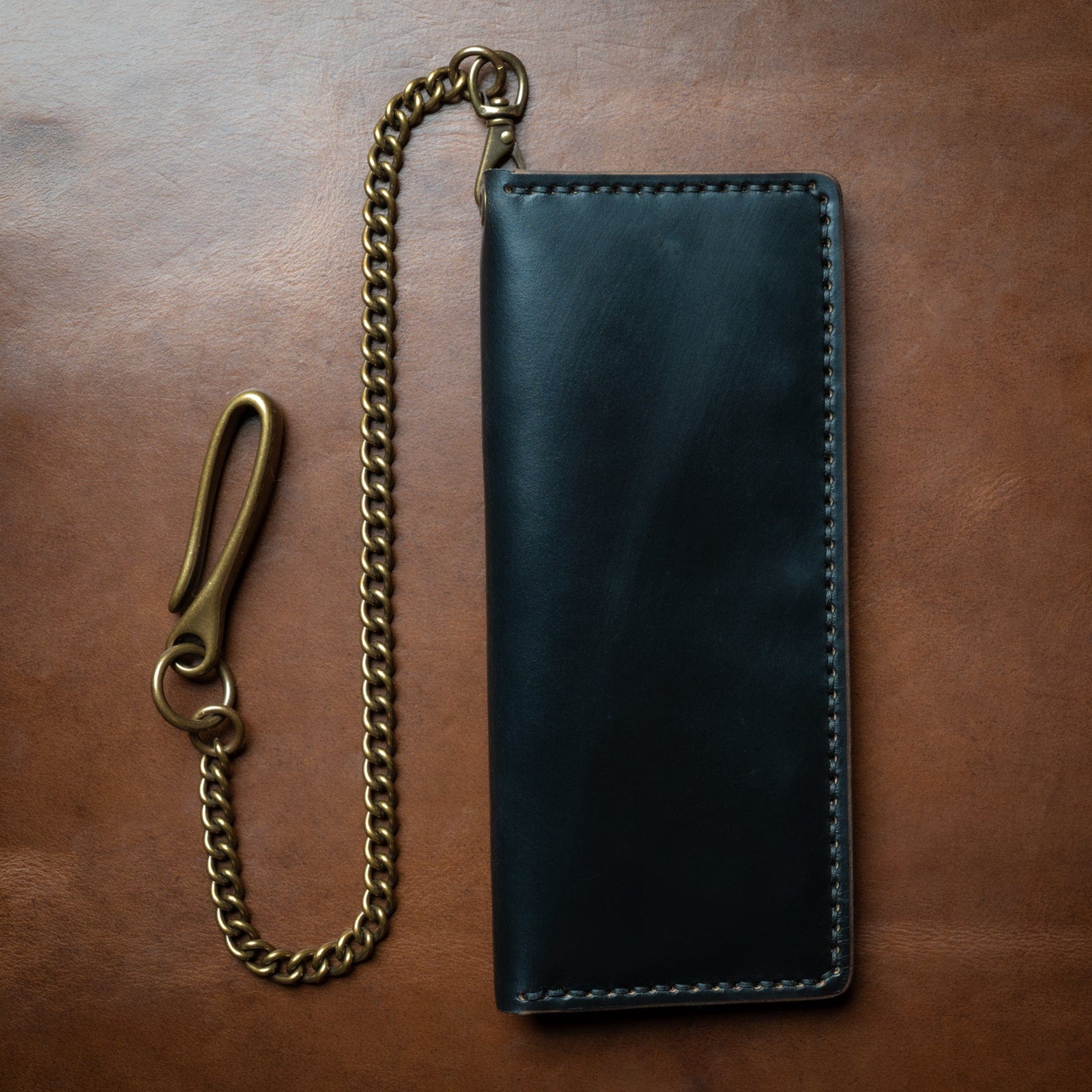 Leather Long Wallet - Black