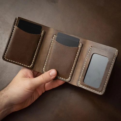 English Tan Money Clip Wallet: Secure Your Cash with Solid Brass