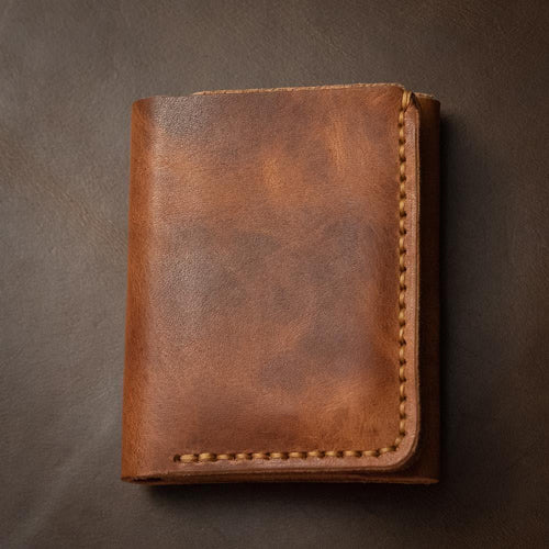 Trifold Leather Wallet - English Tan