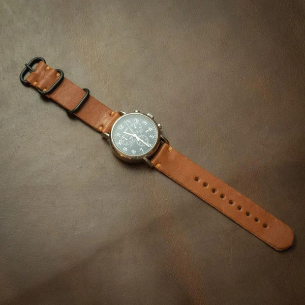 english tan leather watch band