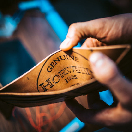 Horween tannery stamp inside a wallet