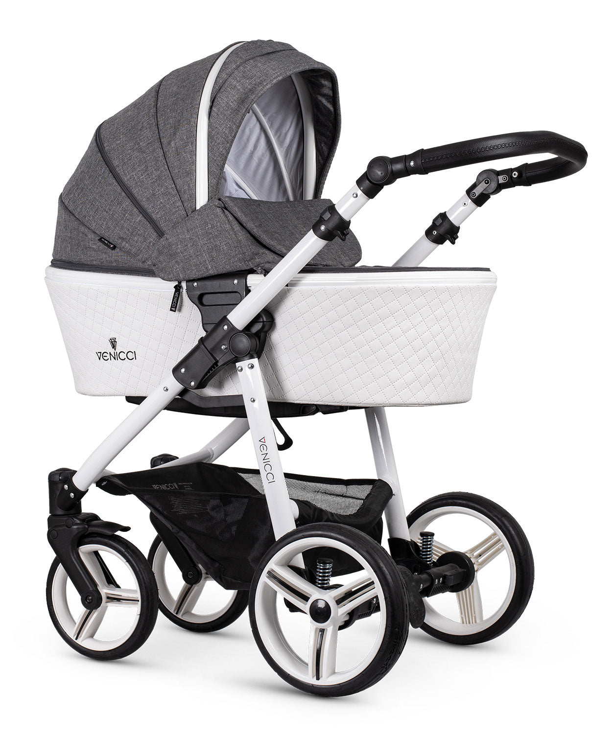 venicci grey and white pram