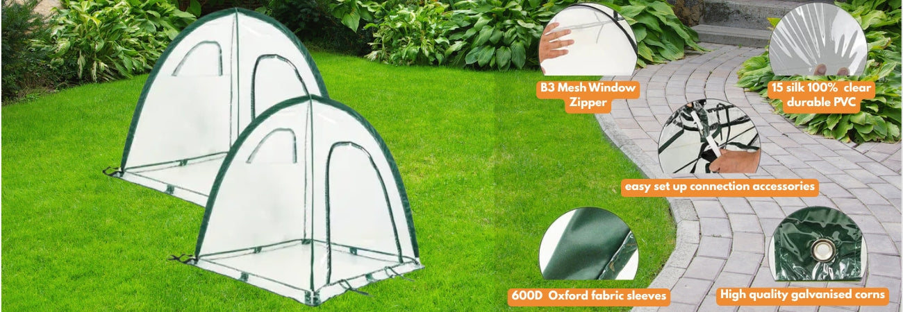 Maze Poly Garden Cover protecting seedlings