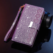 Load image into Gallery viewer, Glitter Sparkly Girly Bling Leather Flip Cover For iPhone
