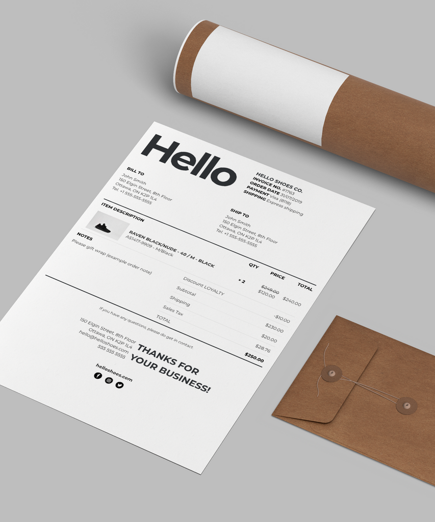 Hello Invoice Invoice template for Shopify #39 s Order Printer app