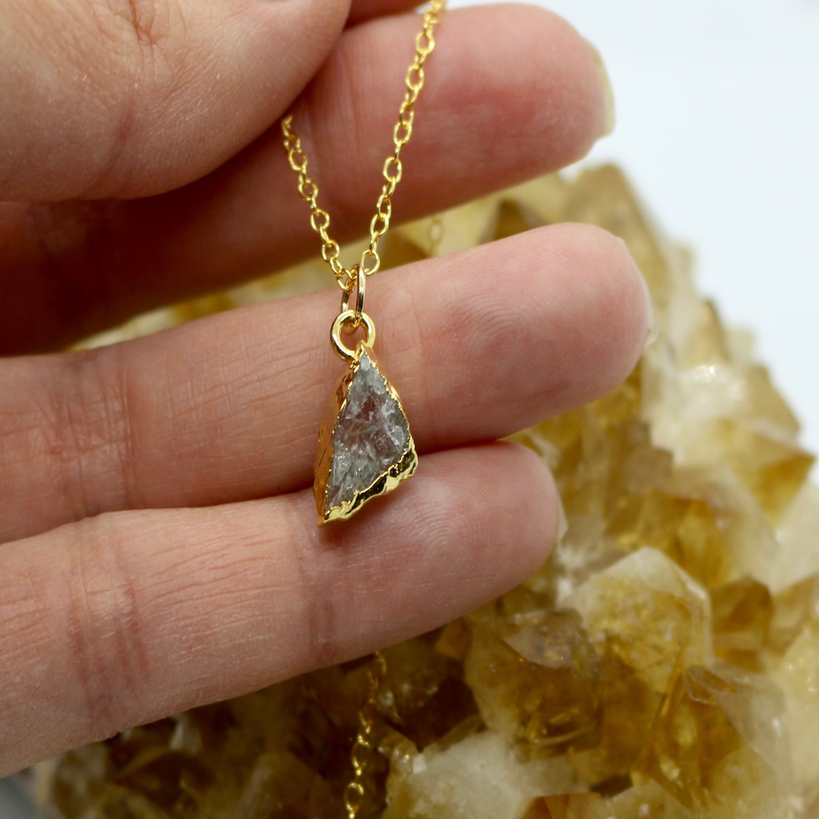 Aquamarine Droplet 14K Gold Necklace