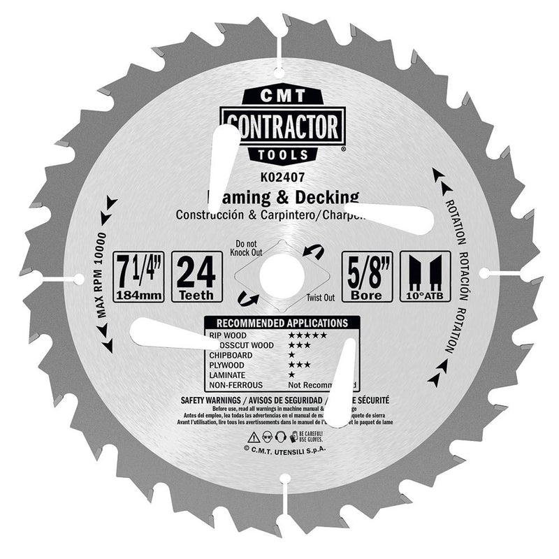 CMT K02407 ITK Contractor Saw Blade 7-1/4 x 24 x 5/8 inch