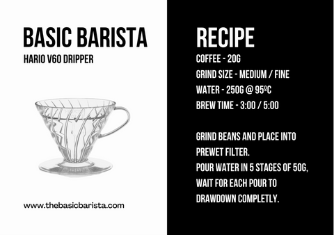 Basic Barista Hario V60 Recipe How to make coffee with the Hario V60 Coffee Maker