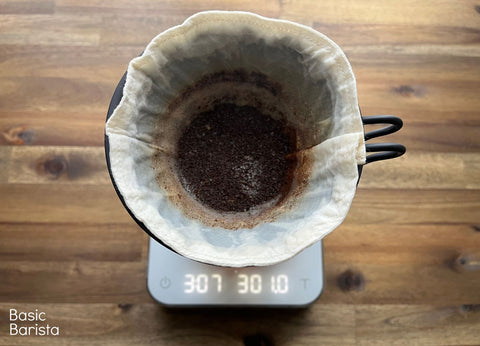 Different stages of a pour over coffee Reusable cotton coffee filter Basic Barista Australia