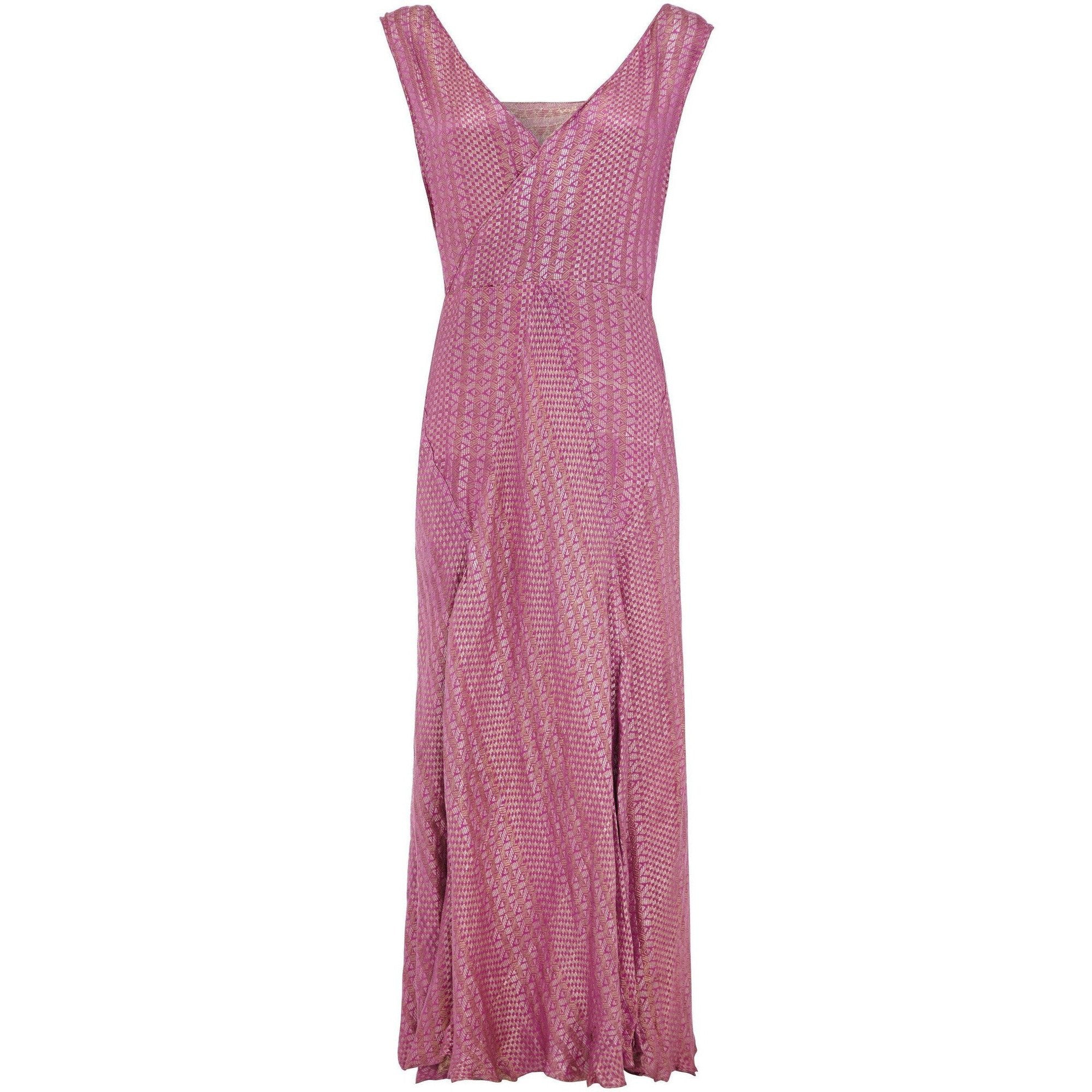 1920s Sugar Pink Full Length Lame Flapper Dress | CIRCA VINTAGE LONDON