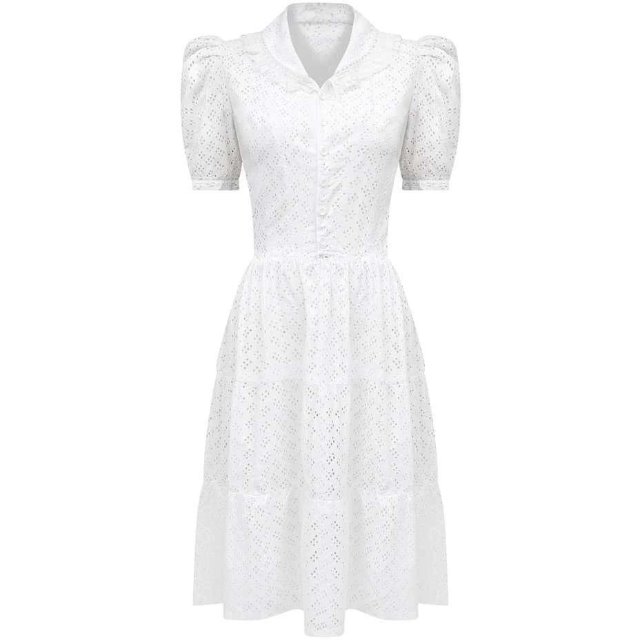 ARCHIVE - 1940s French White Cotton Dress With Eyelet Work | CIRCA ...
