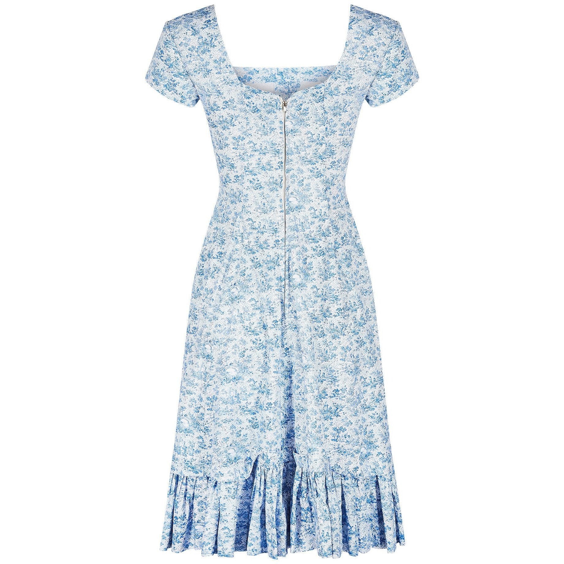 1950s Toile de Jouy Blue and White Cotton Dress– CIRCA VINTAGE LONDON
