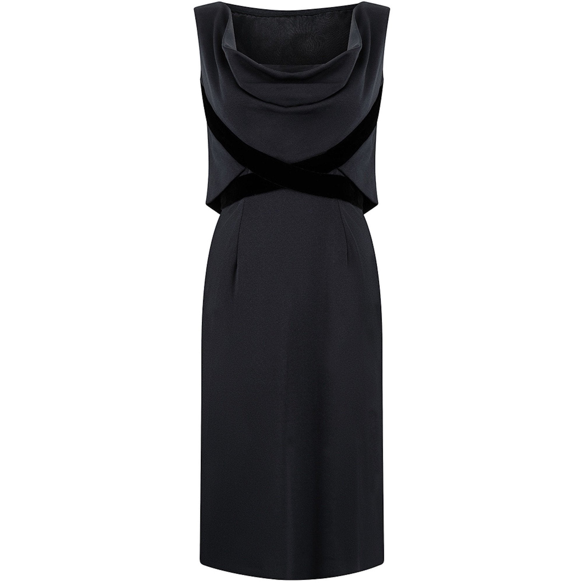 1960s Demi-Couture Black Jersey Velvet Cocktail Dress– CIRCA VINTAGE LONDON