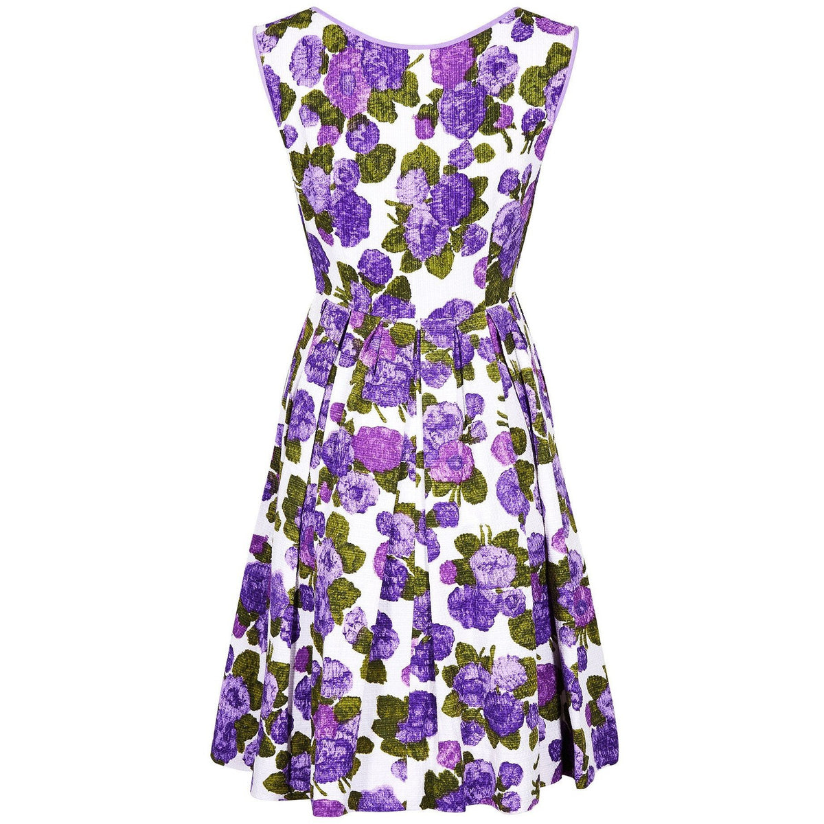 1960s Waffle Cotton Purple Floral Print Dress | CIRCA VINTAGE LONDON