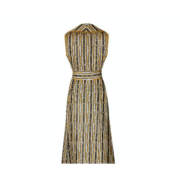 ARCHIVE - 1970s Aled Couture Gold Black and Silver Lame Dress with Ove ...