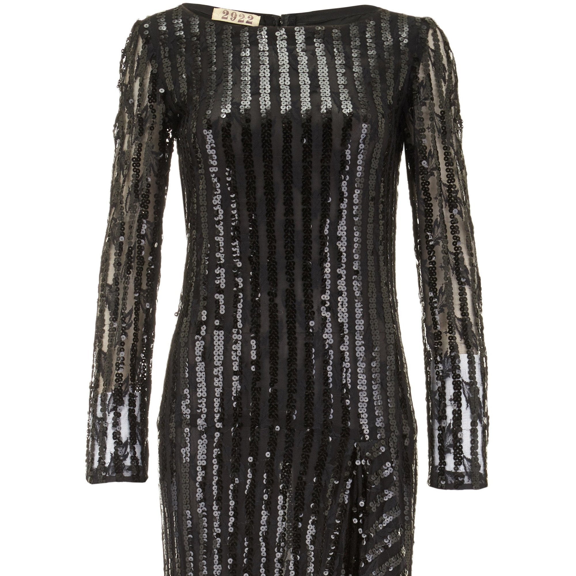 1970s Andre Laug Demi Couture Black Sequin Vintage Dress