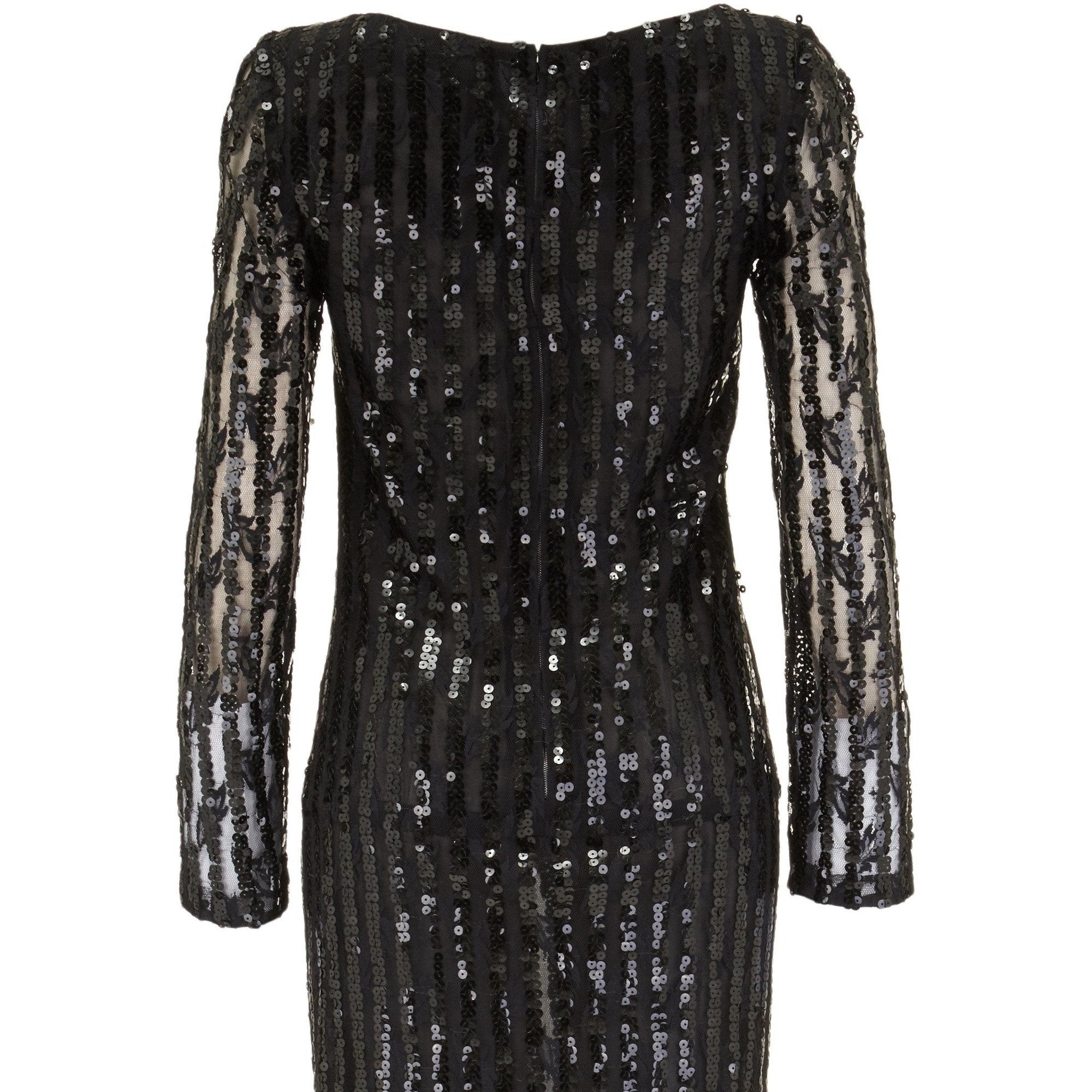 1970s Andre Laug Demi Couture Black Sequin Vintage Dress