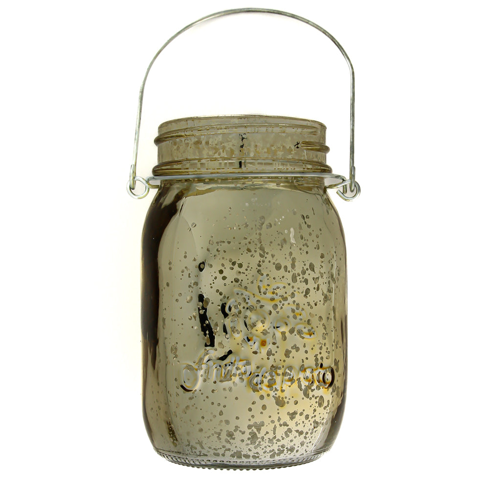 Richland Small Mercury Hanging Mason Jar with Handle - Metallic Gold Set of 6 by Quick Candles