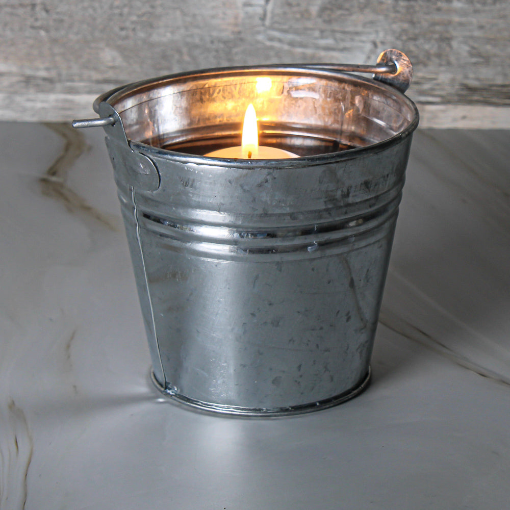 White Enamel 10 Bucket with Swivel Handle - Quick Candles