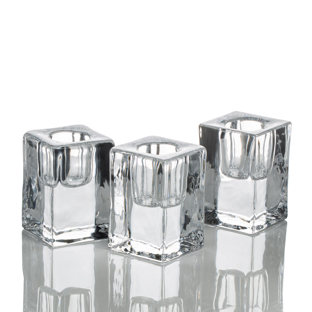 square glass candle holders