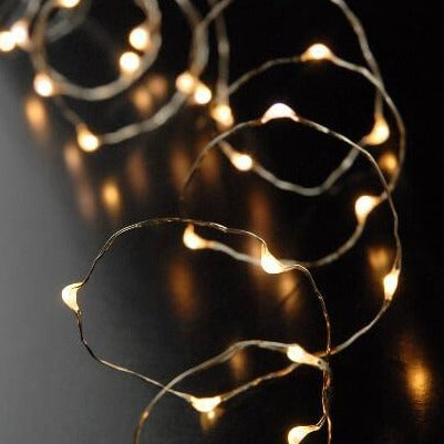 30 LED Amber Mini String Lights, 10.8 ft Clear Cord, Battery Operated