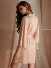Two-piece Pajamas Sexy Lace Satin Solid Color Sling Nightdress Nightgown