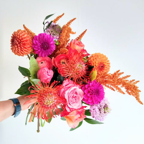 a colourful lulu bouquet ready for delivery in toronto