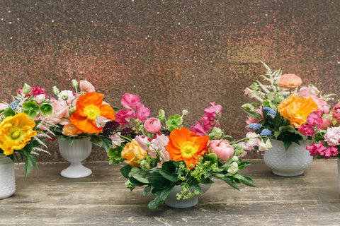 Colourful vases of luxury flowers ready for event delivery in Toronto