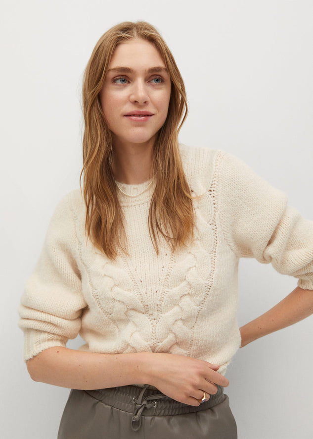 Mango Openwork cable-knit sweater for Women - Medium Plane