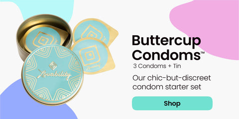 Buttercup Condoms from Lovability in a discreet but chic condom-carrying tin