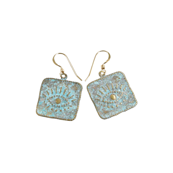 Brass Oval Earrings - Watercolor Patina – ssd jewelry