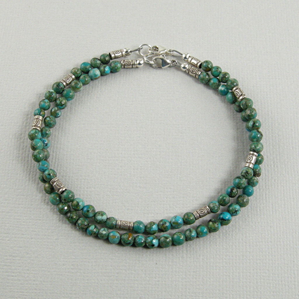 Turquoise Sterling Silver Ankle Bracelet Set, Turquoise Anklet Set ...