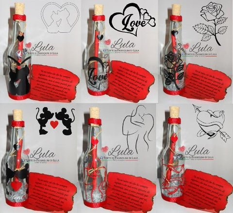 Bottiglia messaggio d'amore Lula Creazioni idea regalo lei ragazza donna Natale San Valentino anniversario compleanno romantica love cuore amore (10)
