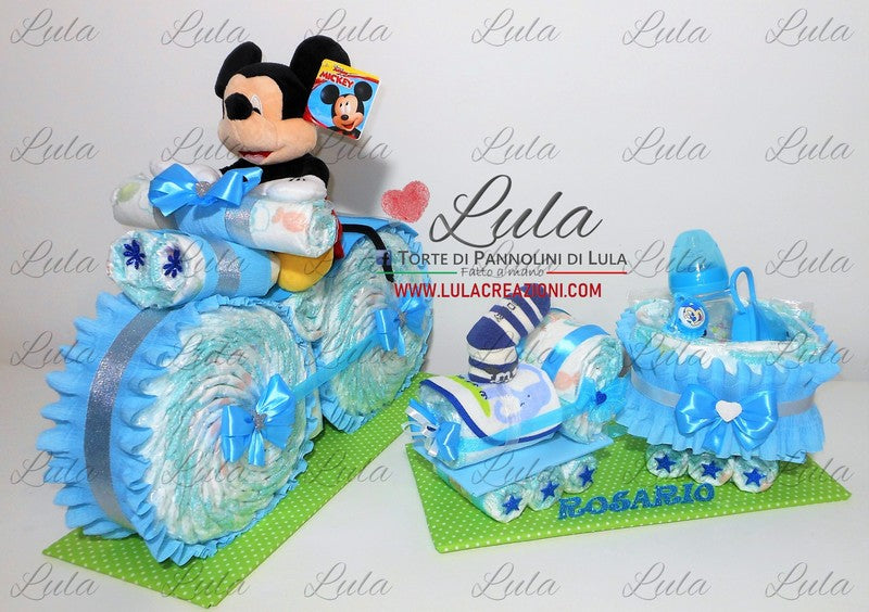 torta di pannolini pampers lula creazioni idea regalo nascita battesimo baby shower bella utile particolare maschio femmina rosa azzurro compra online spedizioni italia milano roma napoli ancona