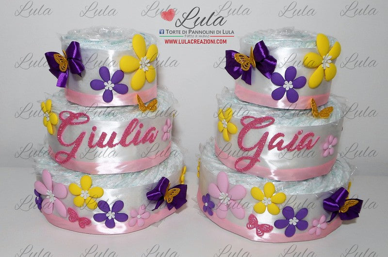 torta di pannolini pampers lula creazioni idea regalo nascita battesimo baby shower bella utile particolare maschio femmina rosa azzurro compra online spedizioni italia milano roma napoli ancona