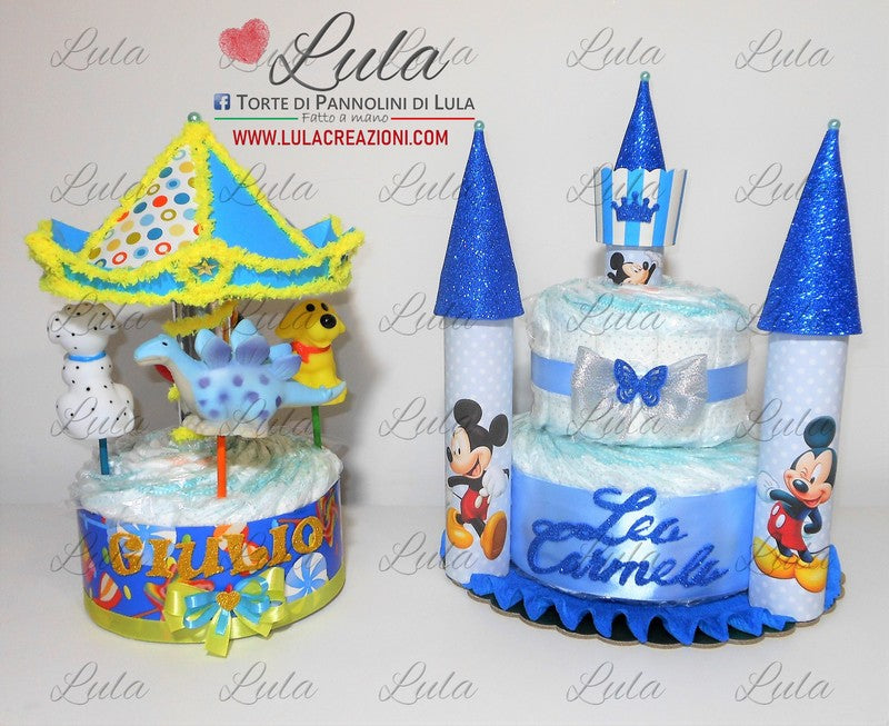 torta di pannolini pampers lula creazioni idea regalo nascita battesimo baby shower bella utile particolare maschio femmina rosa azzurro compra online spedizioni italia milano roma napoli ancona