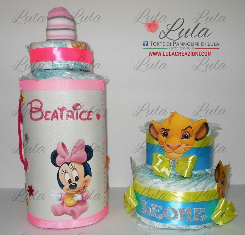 torta di pannolini pampers lula creazioni idea regalo nascita battesimo baby shower bella utile particolare maschio femmina rosa azzurro compra online spedizioni italia milano roma napoli ancona