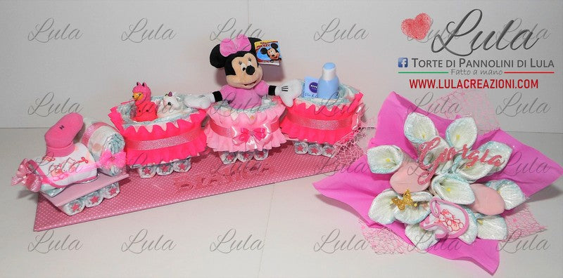 torta di pannolini pampers lula creazioni idea regalo nascita battesimo baby shower bella utile particolare maschio femmina rosa azzurro compra online spedizioni italia milano roma napoli ancona